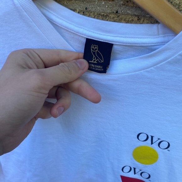 Octobers Very Own Cropped Long Sleeve Shirt XS White OVO Sweater - Picture 4 of 5